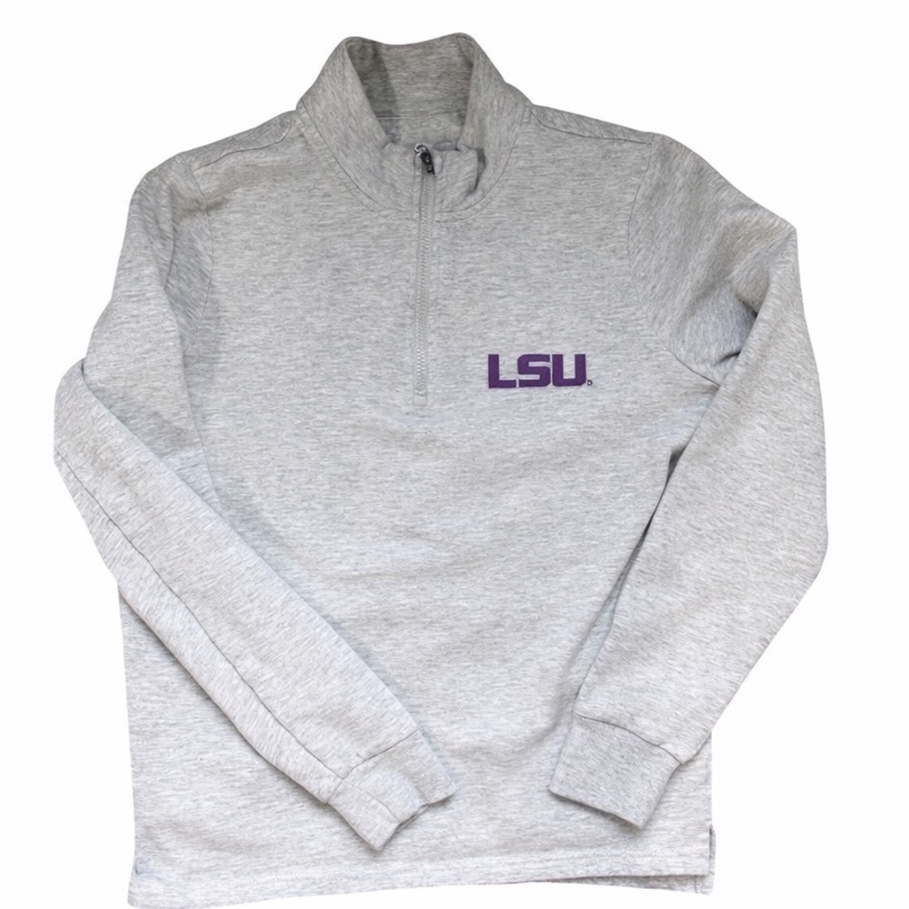 Women's LSU Tigers Gray Quarter Zip Pullover‎ Lightweight Athletic Top Medium